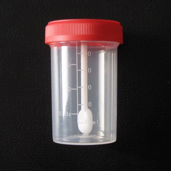 60ml Specimen Container, spoon attached, Sterile